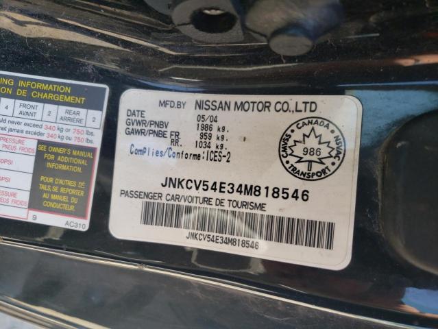 2004 Infiniti G35 VIN: JNKCV54E34M818546 Lot: 58629654