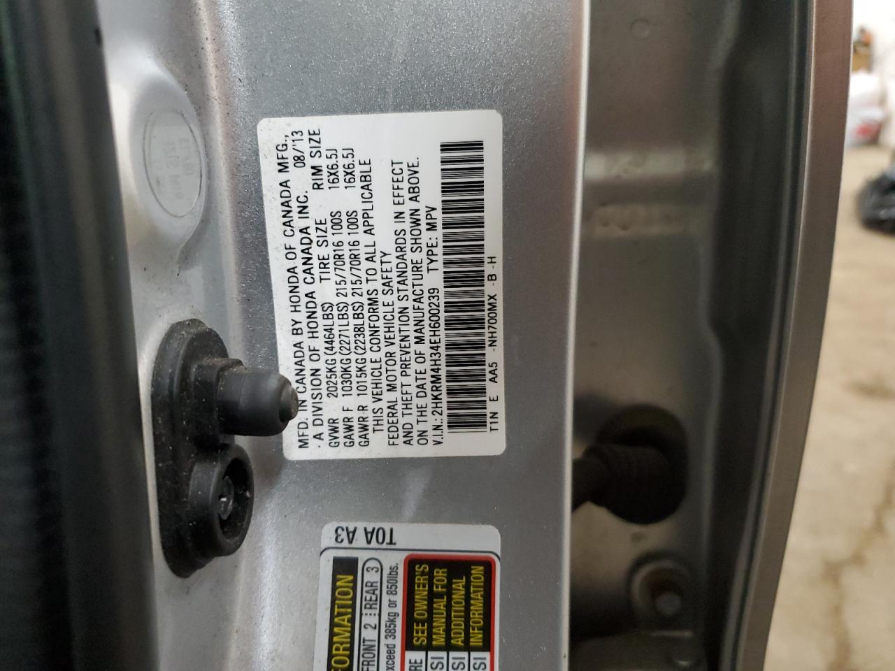 2HKRM4H34EH600239 2014 Honda Cr-V Lx