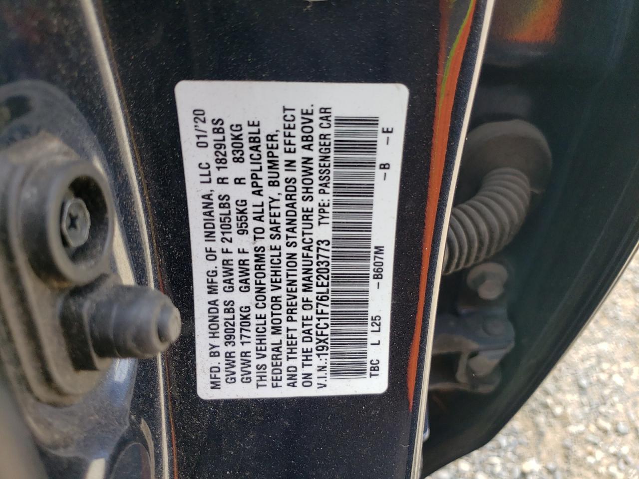 2020 Honda Civic Exl vin: 19XFC1F76LE203773