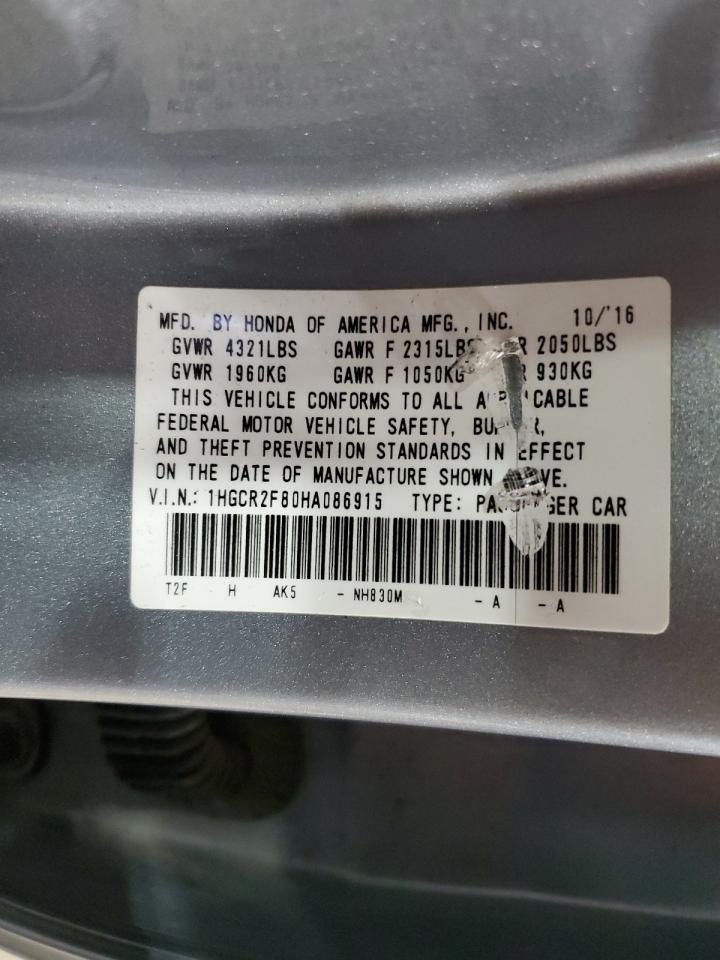 1HGCR2F80HA086915 HONDA ACCORD 2017