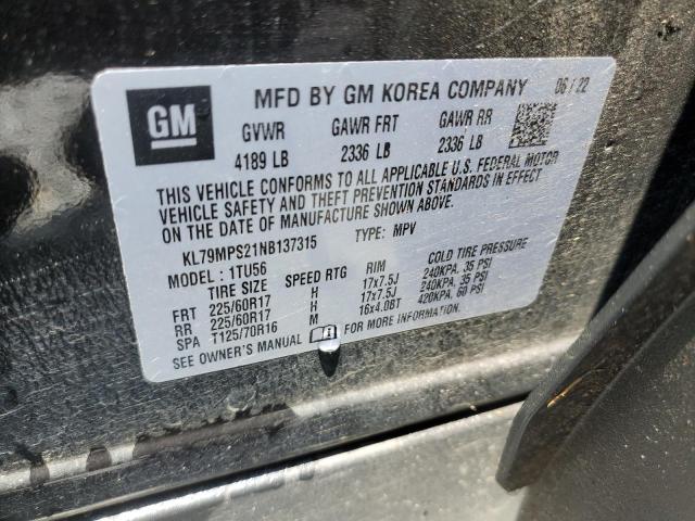 2022 Chevrolet Trailblazer Lt VIN: KL79MPS21NB137315 Lot: 60634604