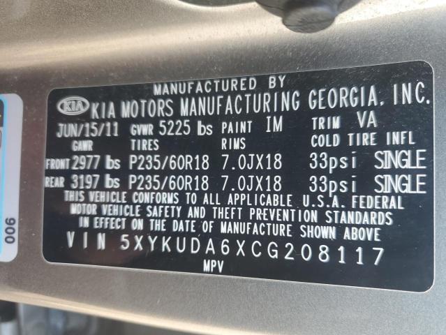 2012 Kia Sorento Ex VIN: 5XYKUDA6XCG208117 Lot: 59491944