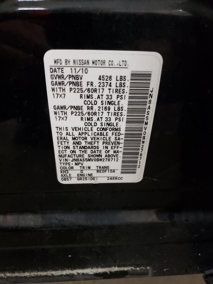 JN8AS5MV0BW278712 2011 Nissan Rogue S