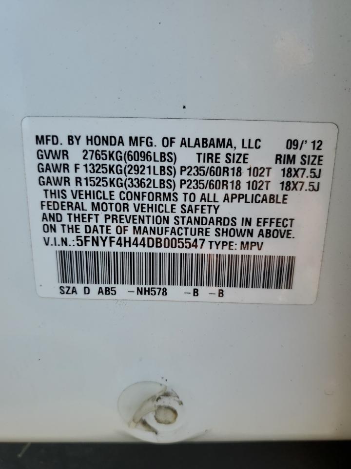 5FNYF4H44DB005547 2013 Honda Pilot Ex