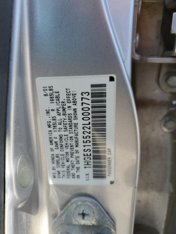 1HGES15522L000773 2002 Honda Civic Lx 1HGES15522L000773 2002 Honda Civic Lx