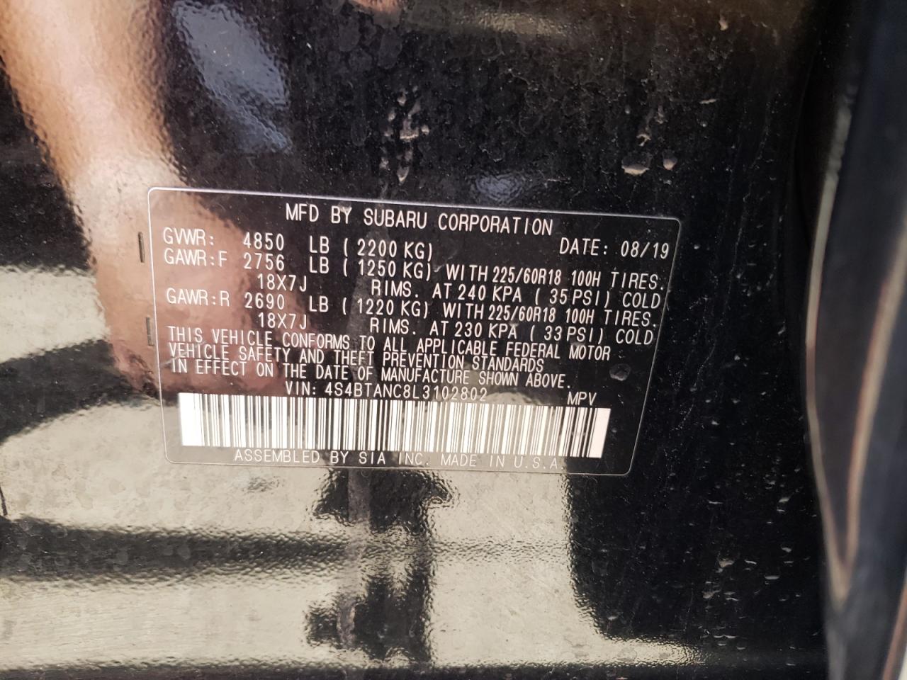 4S4BTANC8L3102802 2020 Subaru Outback Limited