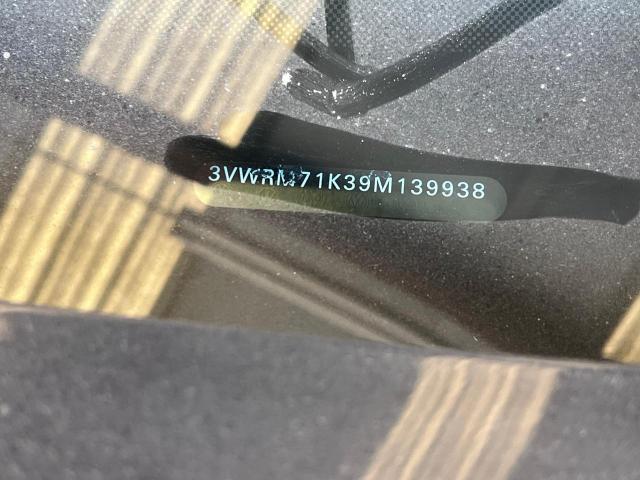 2009 Volkswagen Jetta Se VIN: 3VWRM71K39M139938 Lot: 72082103