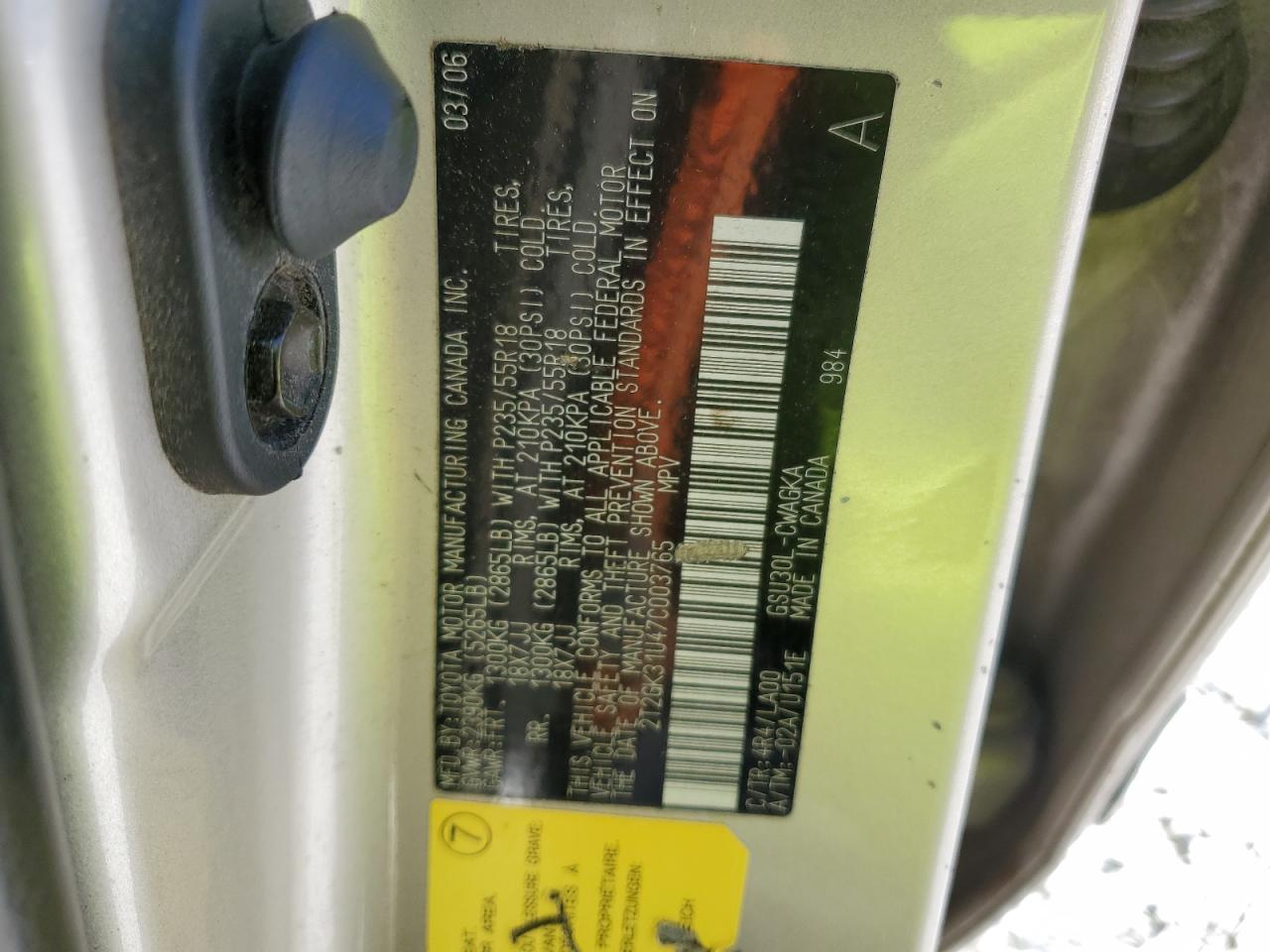 2T2GK31U47C003765 2007 Lexus Rx 350