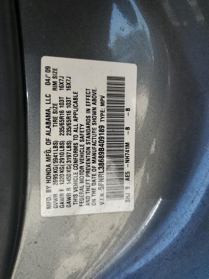 5FNRL38689B409189 2009 Honda Odyssey Exl