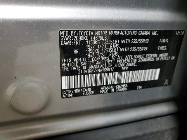 2021 Toyota Rav4 Xle Premium VIN: 2T3A1RFV7MW166817 Lot: 56530144