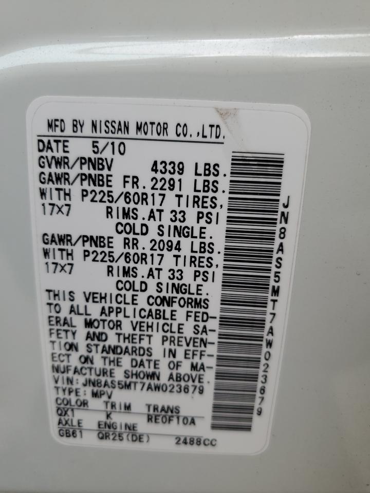 JN8AS5MT7AW023679 2010 Nissan Rogue S