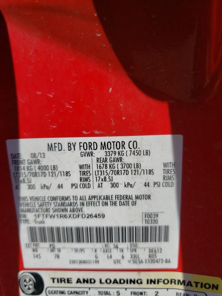 1FTFW1R6XDFD26459 2013 Ford F150 Svt Raptor