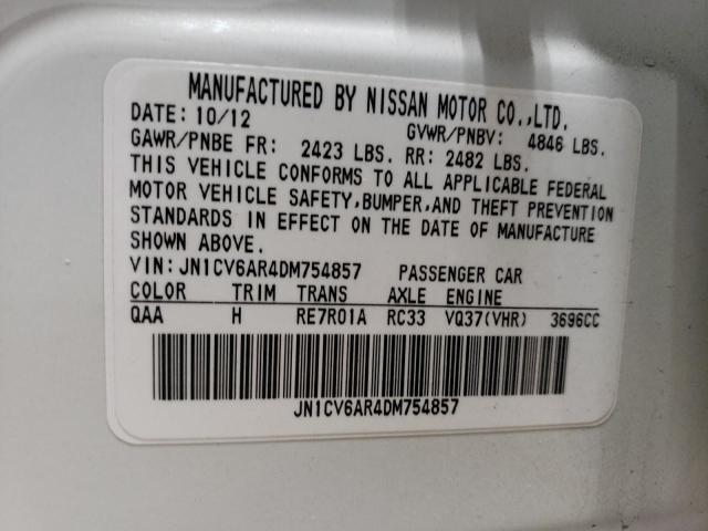 2013 Infiniti G37 VIN: JN1CV6AR4DM754857 Lot: 57058924