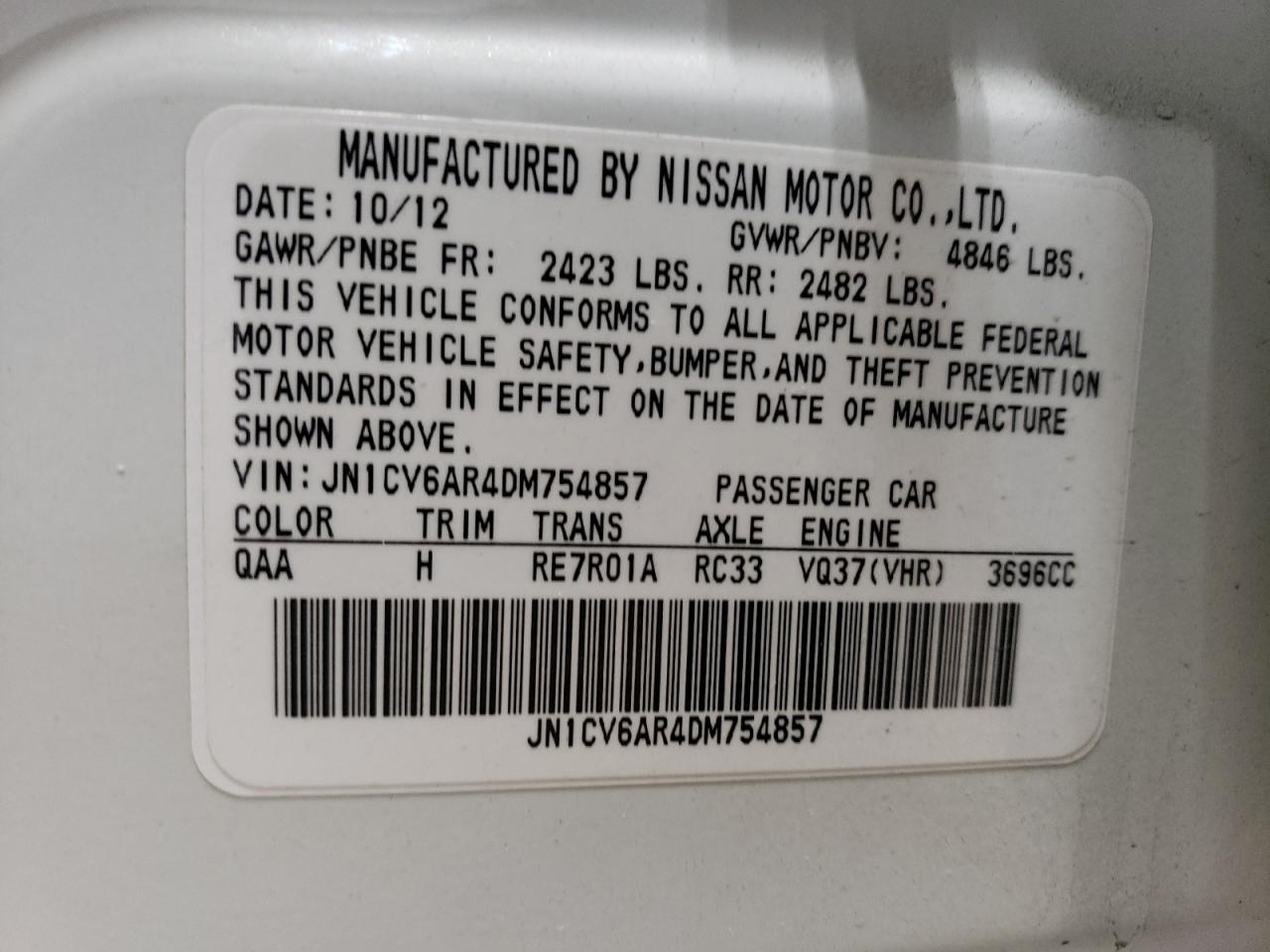 JN1CV6AR4DM754857 2013 Infiniti G37