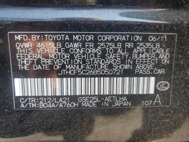 2011 Lexus Is 250 VIN: JTHCF5C26B5050721 Lot: 59423524