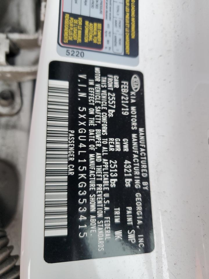 5XXGU4L15KG353415 2019 Kia Optima Ex