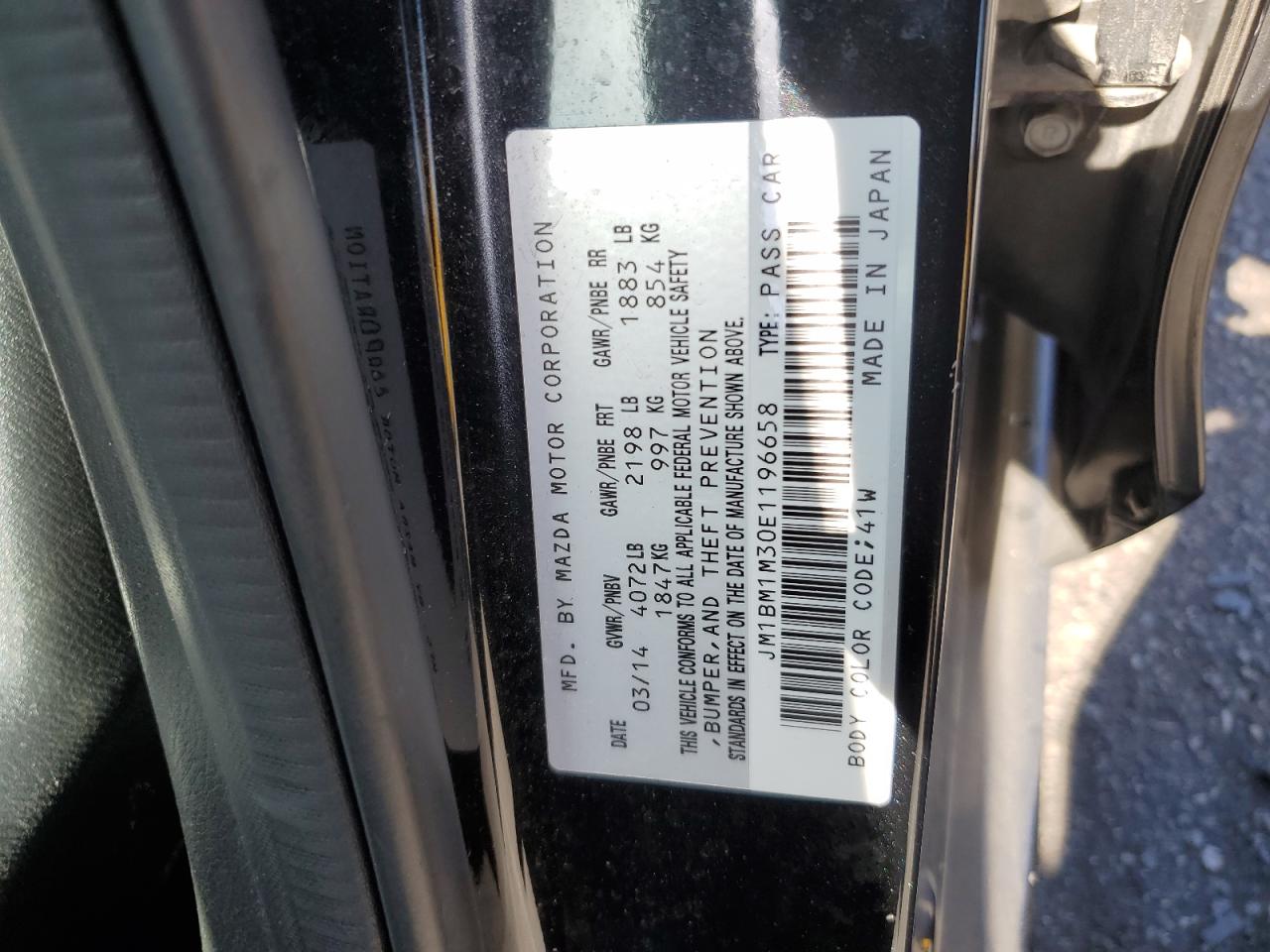 JM1BM1M30E1196658 2014 Mazda 3 Grand Touring