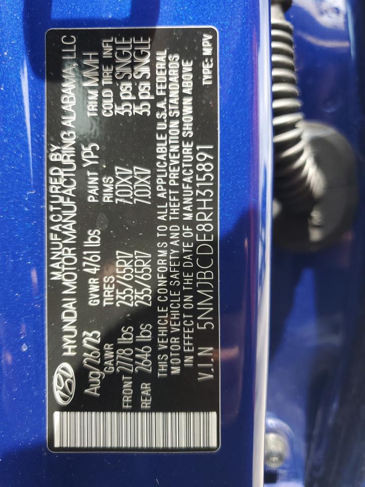 5NMJBCDE8RH315891 2024 Hyundai Tucson Sel