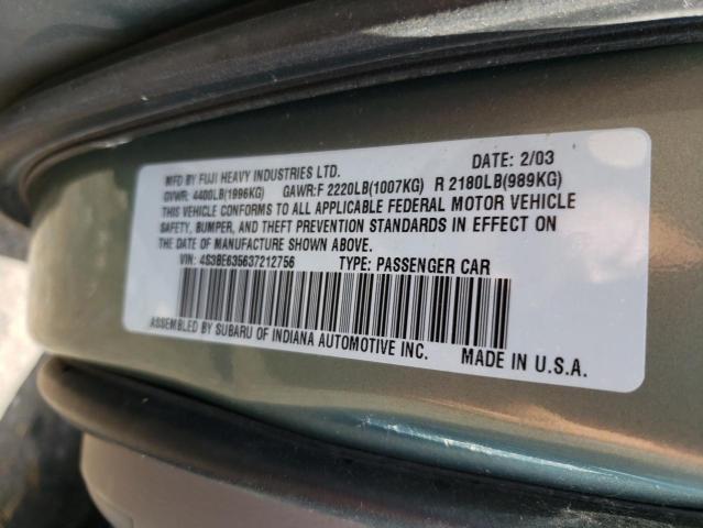 2003 Subaru Legacy L VIN: 4S3BE635637212756 Lot: 60333504