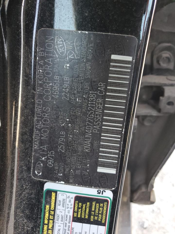 KNALN4D77G5211381 2016 Kia Cadenza Luxury