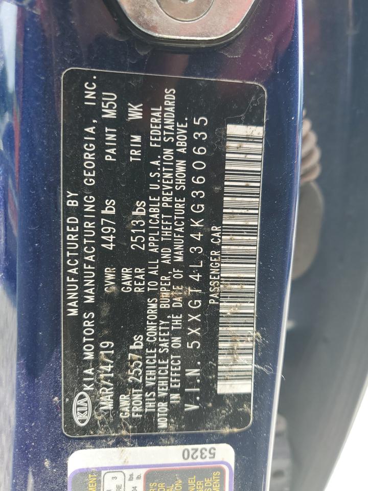 5XXGT4L34KG360635 2019 Kia Optima Lx