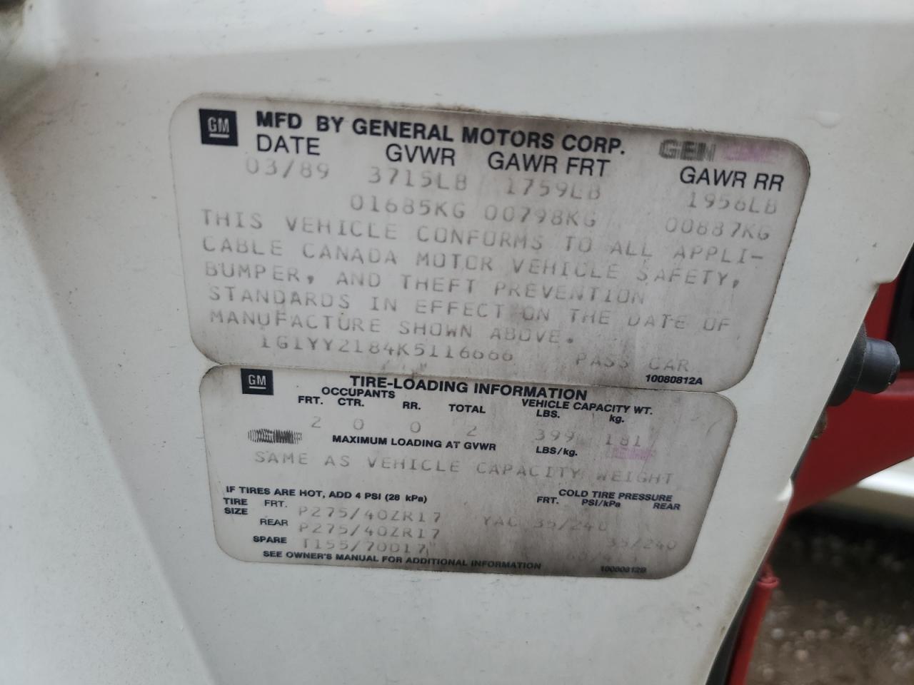 1G1YY2184K5116666 1989 Chevrolet Corvette