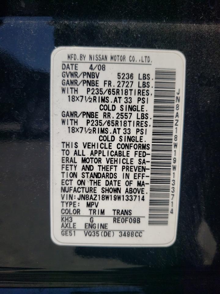 JN8AZ18W19W133714 2009 Nissan Murano S