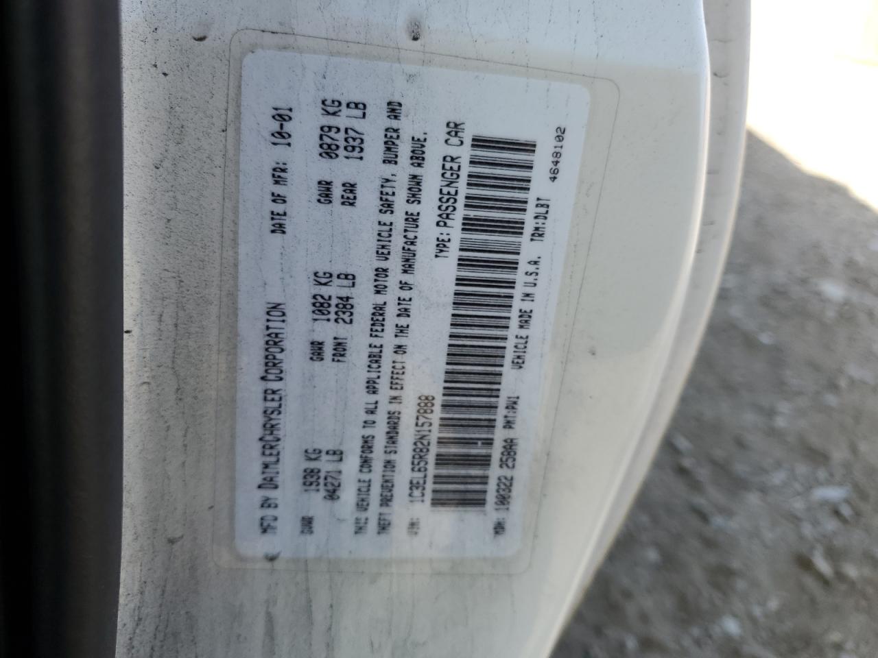 1C3EL65R82N157888 2002 Chrysler Sebring Limited