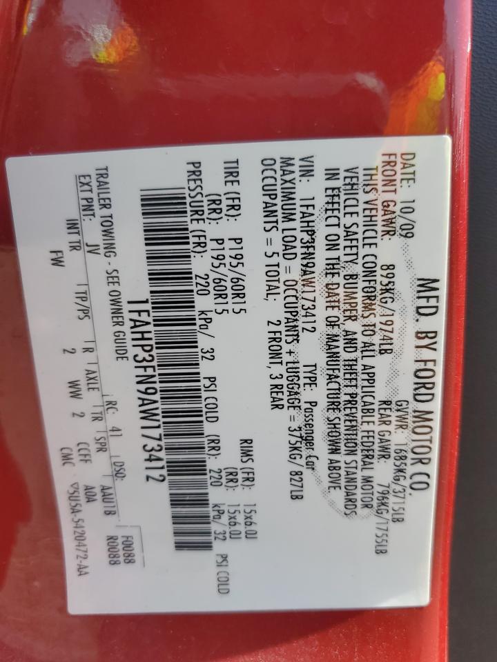 1FAHP3FN9AW173412 2010 Ford Focus Se