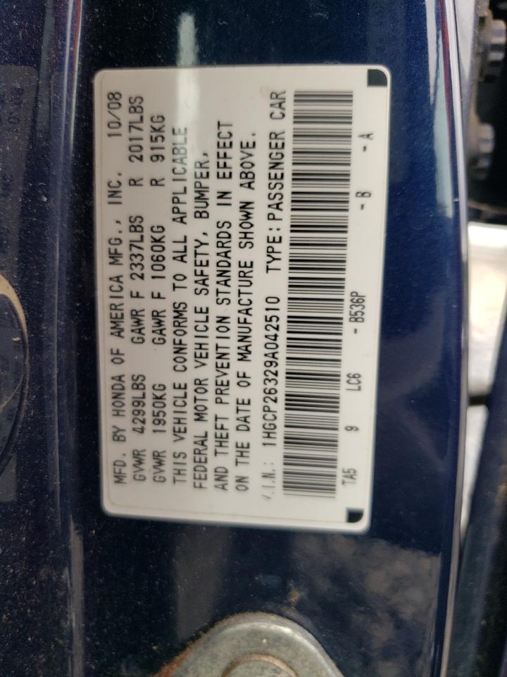 1HGCP26329A042510 2009 Honda Accord Lx