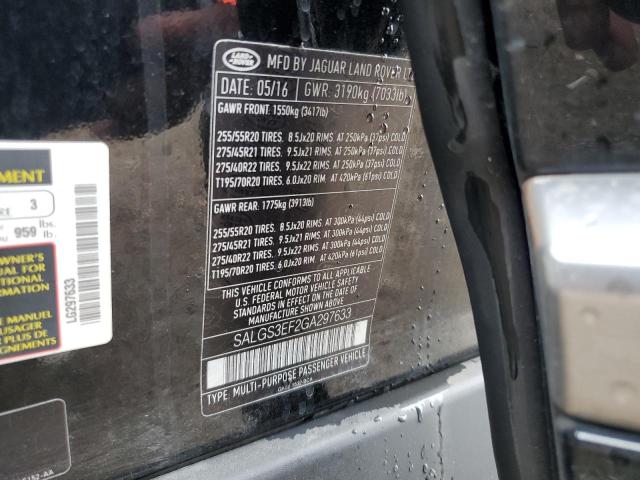2016 LAND ROVER RANGE ROVE - SALGS3EF2GA297633