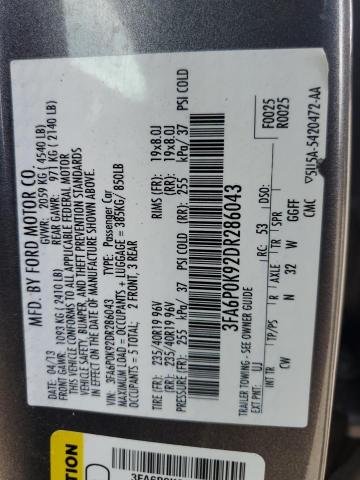 2013 Ford Fusion Titanium VIN: 3FA6P0K92DR286043 Lot: 58571724