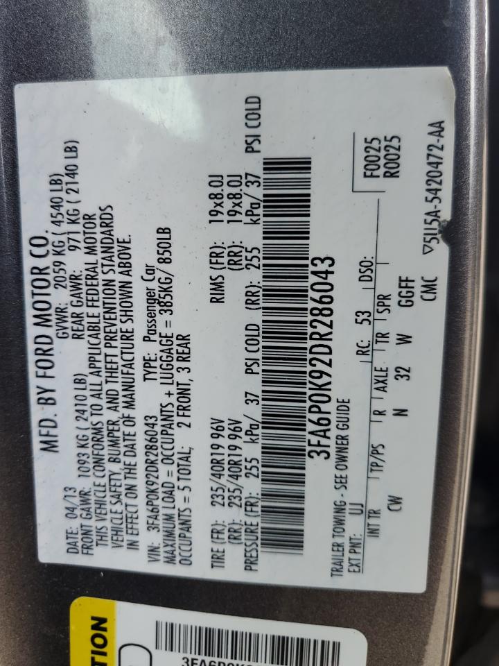 3FA6P0K92DR286043 2013 Ford Fusion Titanium