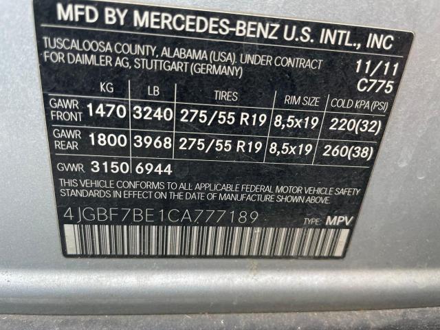 2012 Mercedes-Benz Gl 450 4Matic VIN: 4JGBF7BE1CA777189 Lot: 60674044