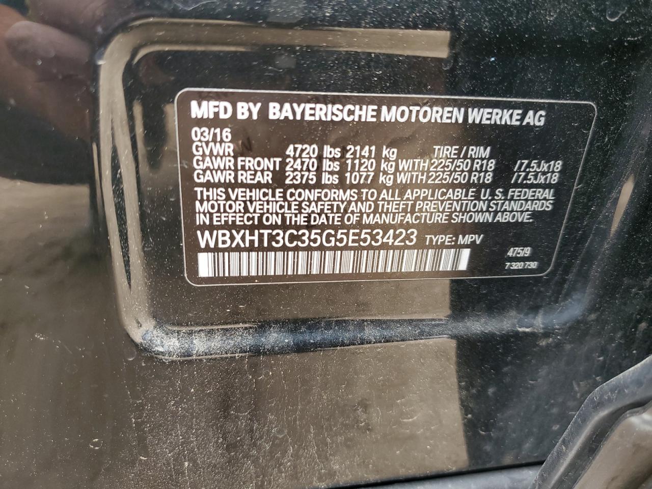 WBXHT3C35G5E53423 2016 BMW X1 xDrive28I