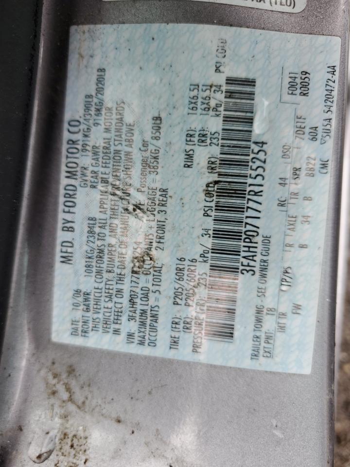 3FAHP07177R155254 2007 Ford Fusion Se