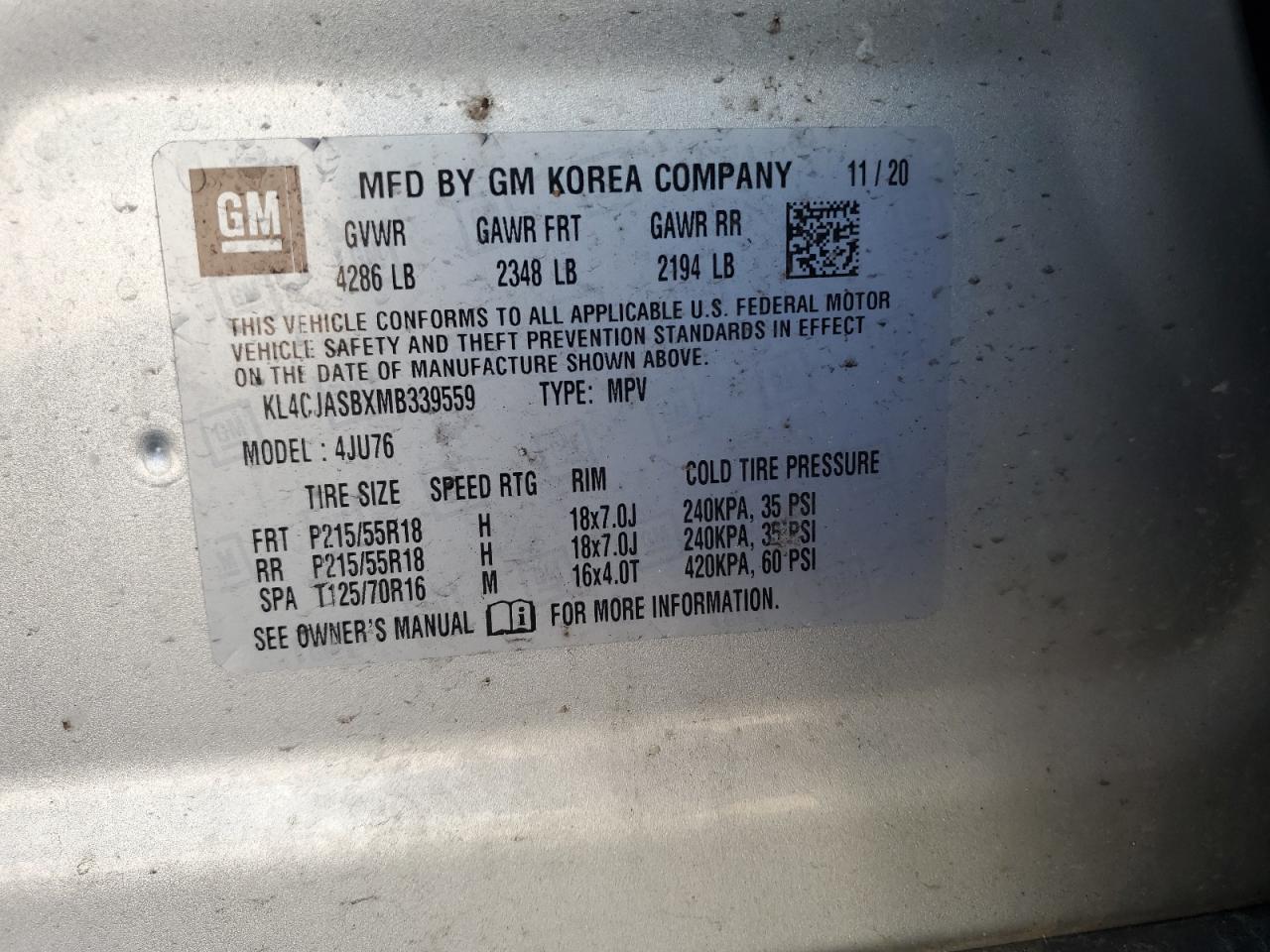 KL4CJASBXMB339559 2021 Buick Encore Preferred