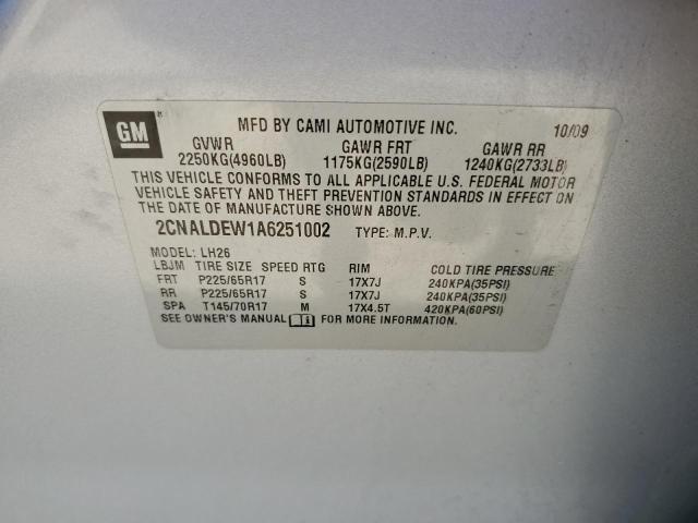 2CNALDEW1A6251002 2010 Chevrolet Equinox Lt