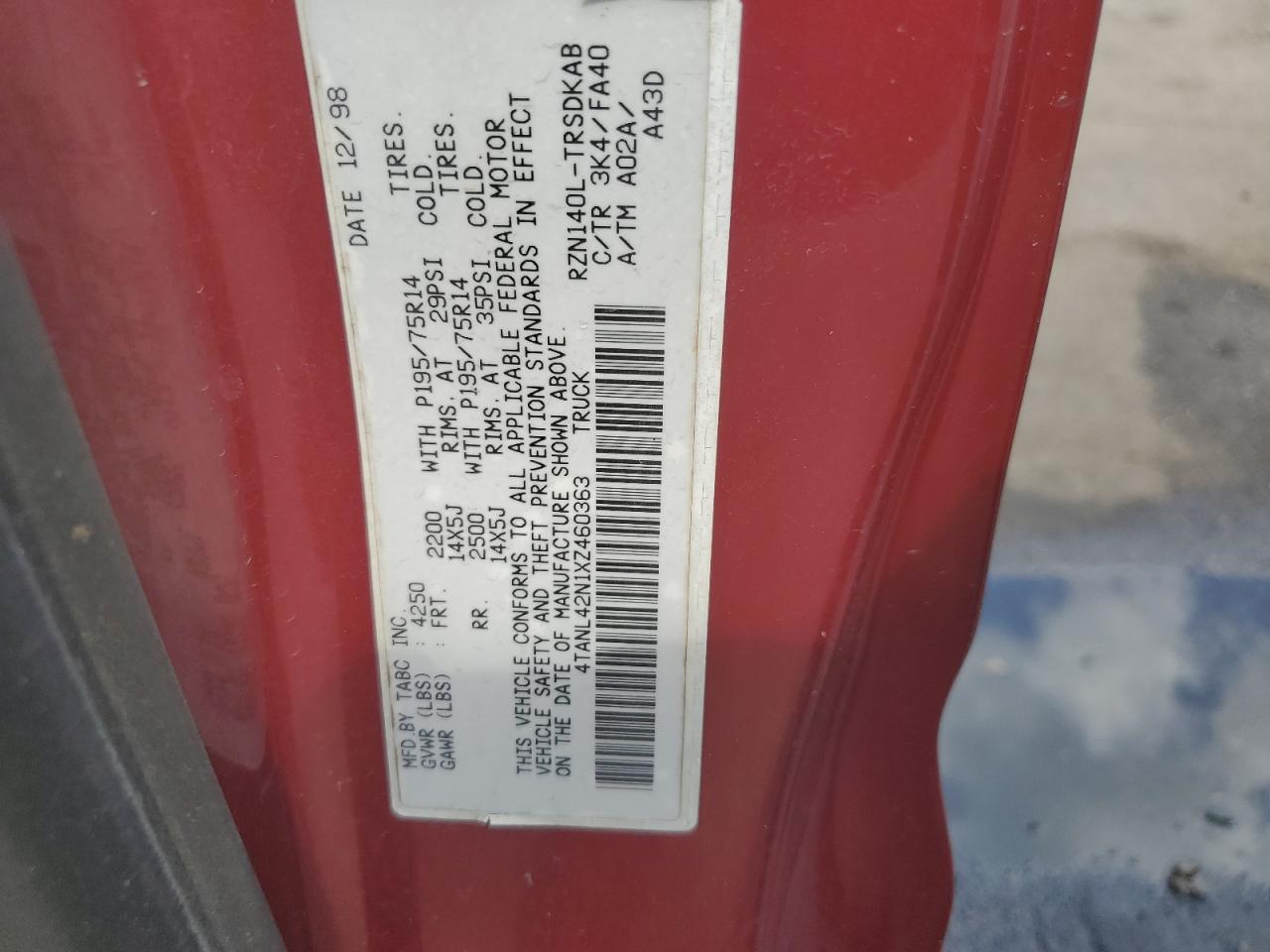 4TANL42N1XZ460363 1999 Toyota Tacoma