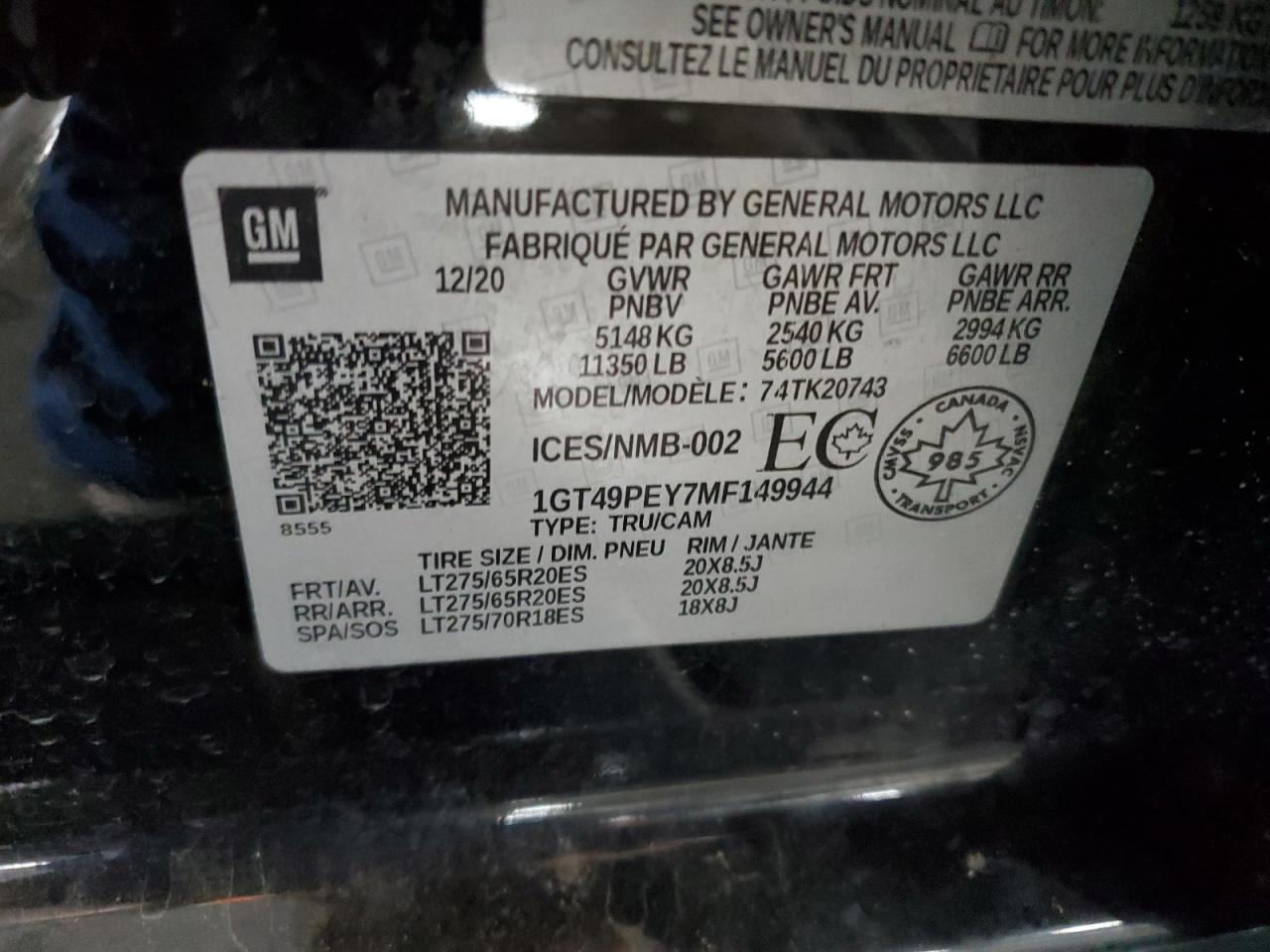1GT49PEY7MF149944 2021 GMC Sierra K2500 At4