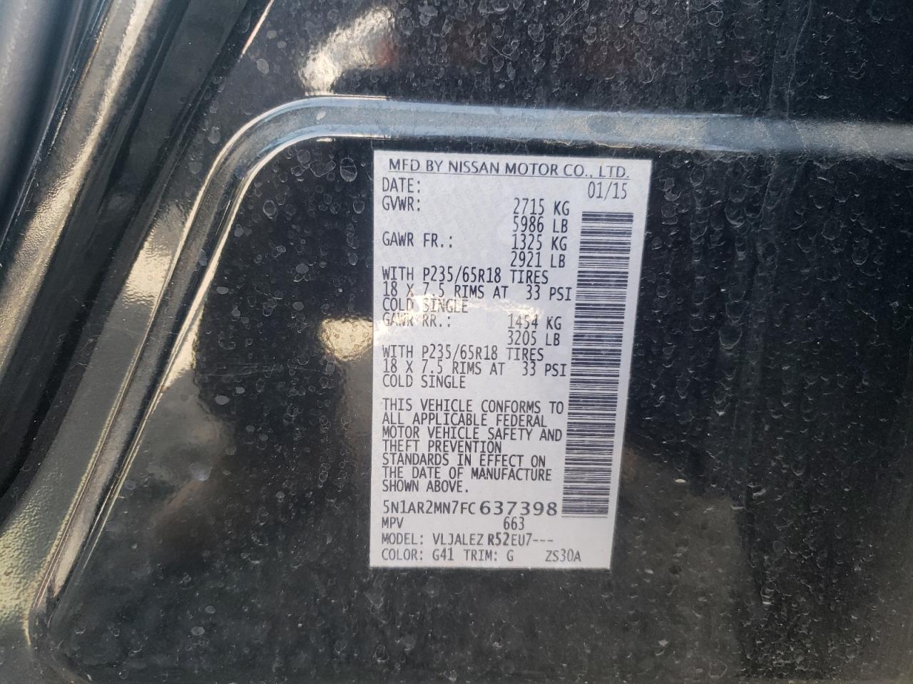 5N1AR2MN7FC637398 2015 Nissan Pathfinder S