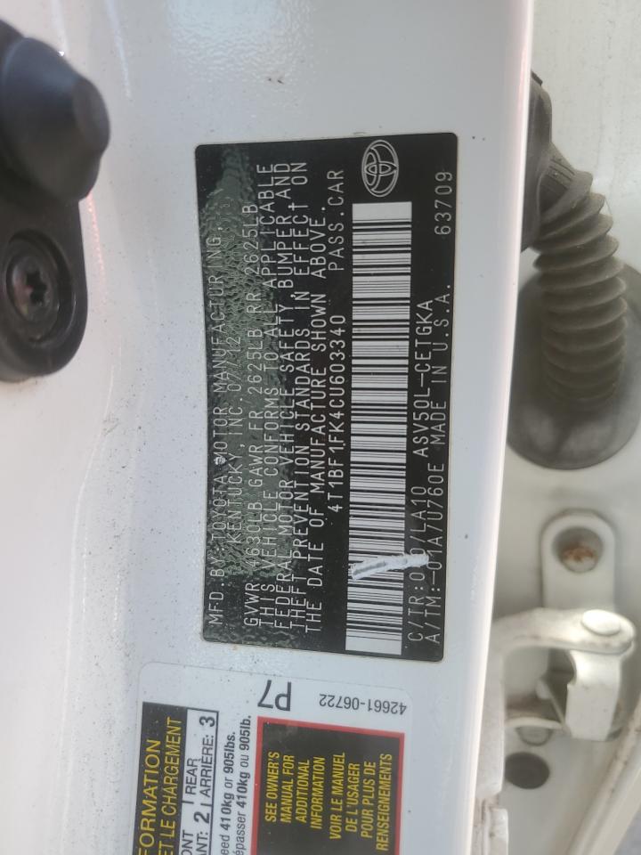 4T1BF1FK4CU603340 2012 Toyota Camry Base