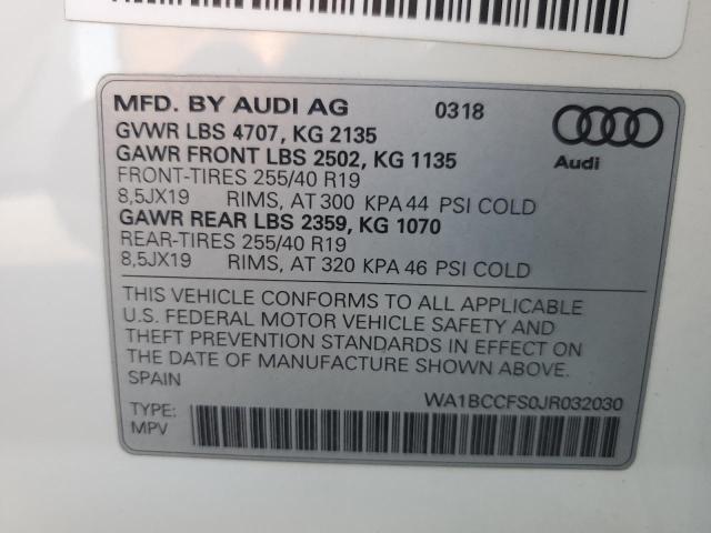 2018 Audi Q3 Premium VIN: WA1BCCFS0JR032030 Lot: 58059094