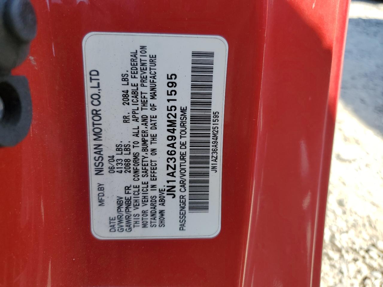 JN1AZ36A94M251595 2004 Nissan 350Z Roadster