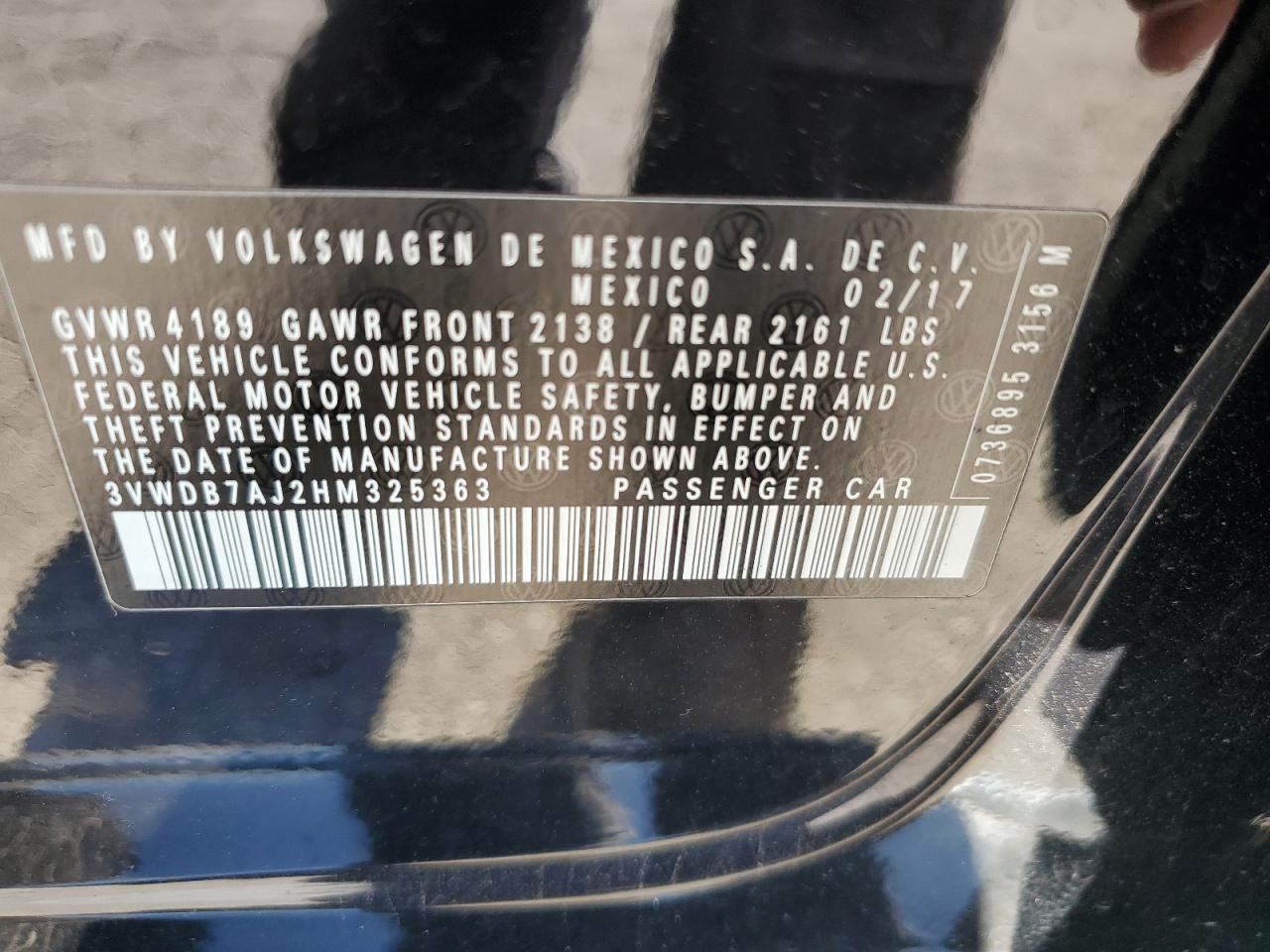 3VWDB7AJ2HM325363 2017 Volkswagen Jetta Se