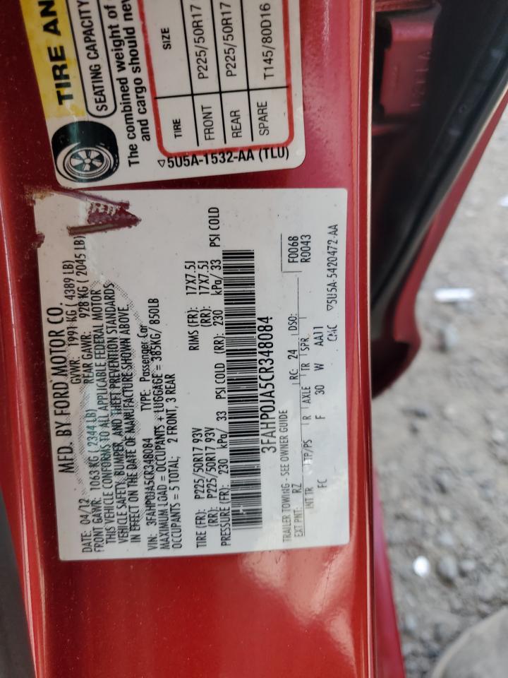 3FAHP0JA5CR348084 2012 Ford Fusion Sel