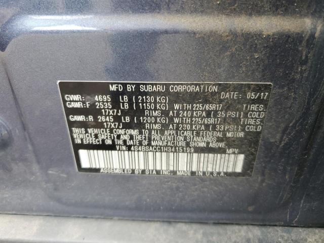 2017 Subaru Outback 2.5I Premium VIN: 4S4BSACC1H3415199 Lot: 59368694