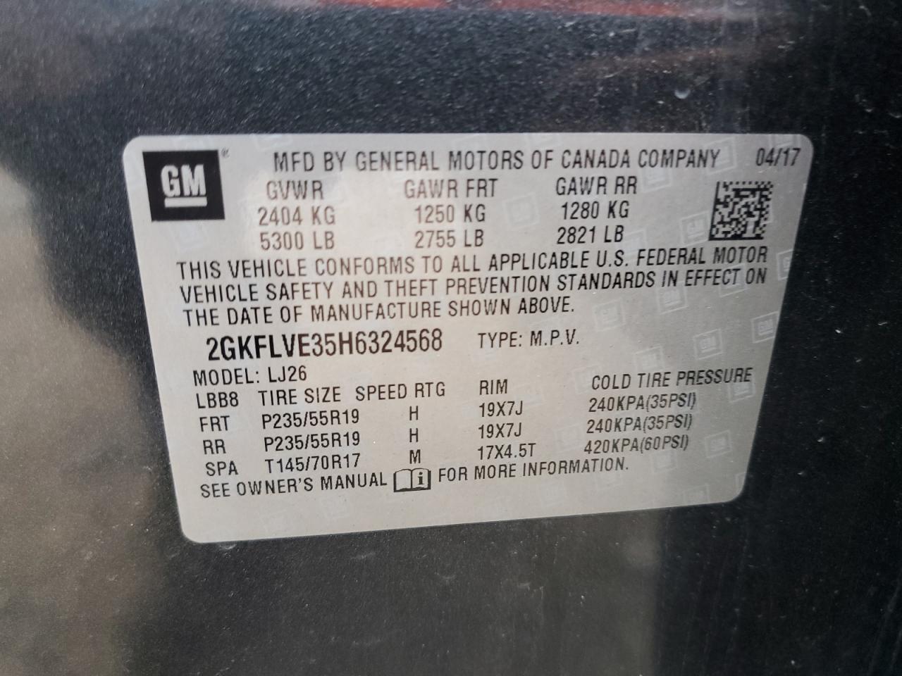 2GKFLVE35H6324568 2017 GMC Terrain Denali