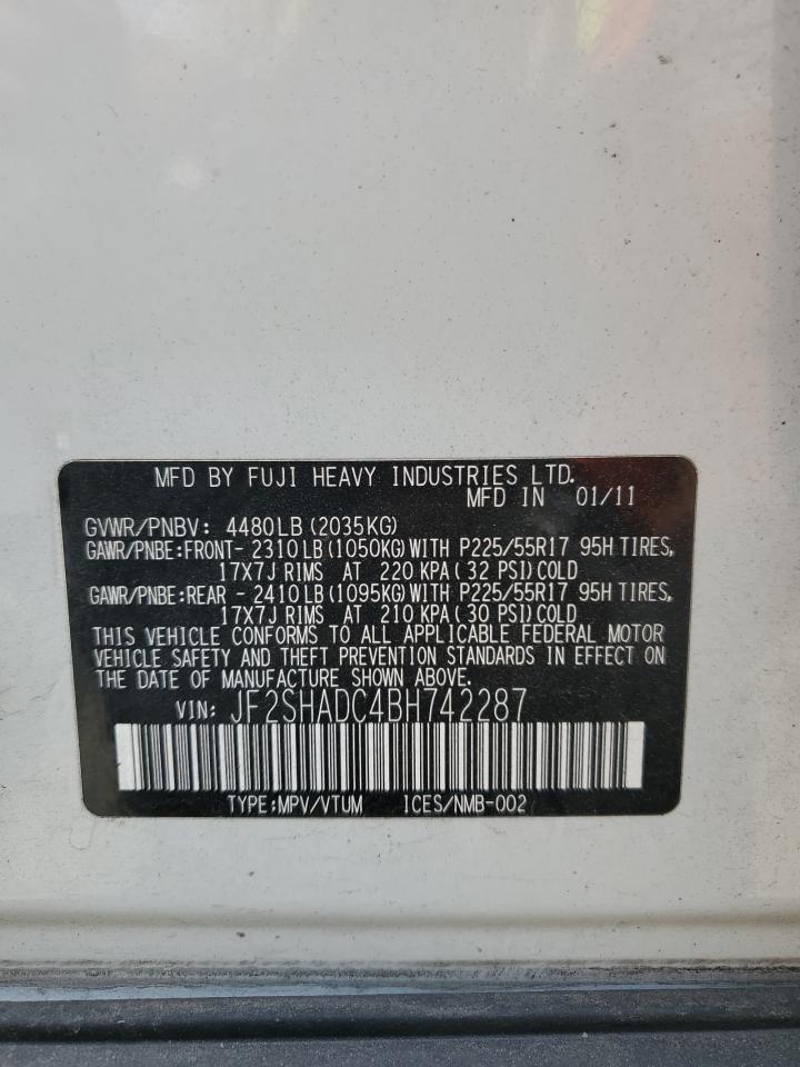 JF2SHADC4BH742287 2011 Subaru Forester 2.5X Premium