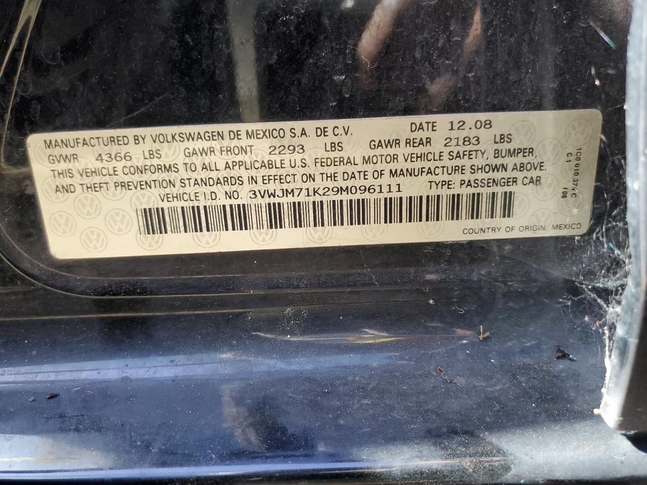 3VWJM71K29M096111 2009 Volkswagen Jetta S